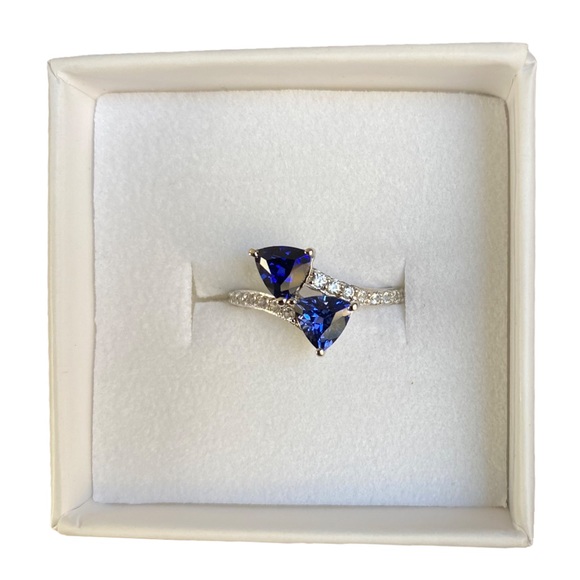 Womens Lab Created Blue Sapphire Sterling Silver Cocktail Ring, Size 6.75, NWOT - Picture 9 of 12